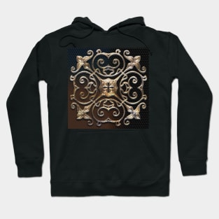 Cross Emblem Design Scroll Pattern Graphic Hoodie